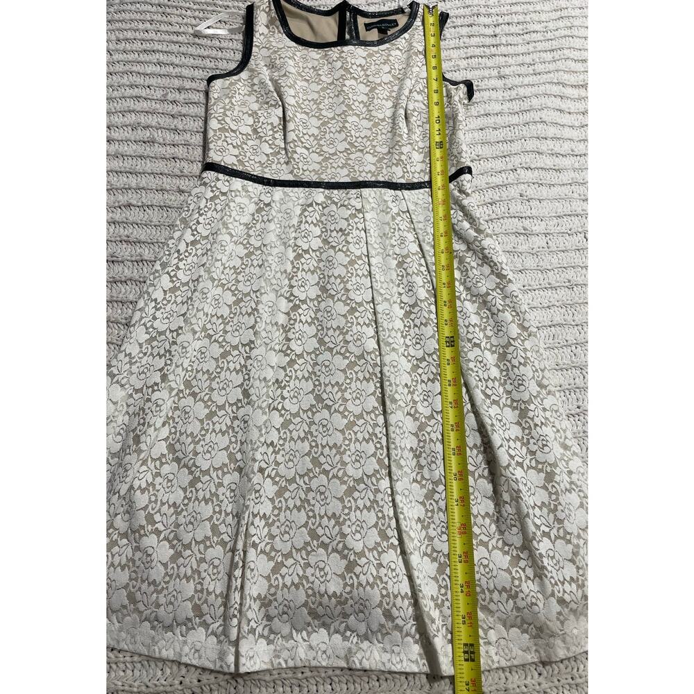 Cynthia Rowley Sleeveless Sheath Dress Lace Lined Cocktail Sz 6 White Tan Black - Picture 5 of 8